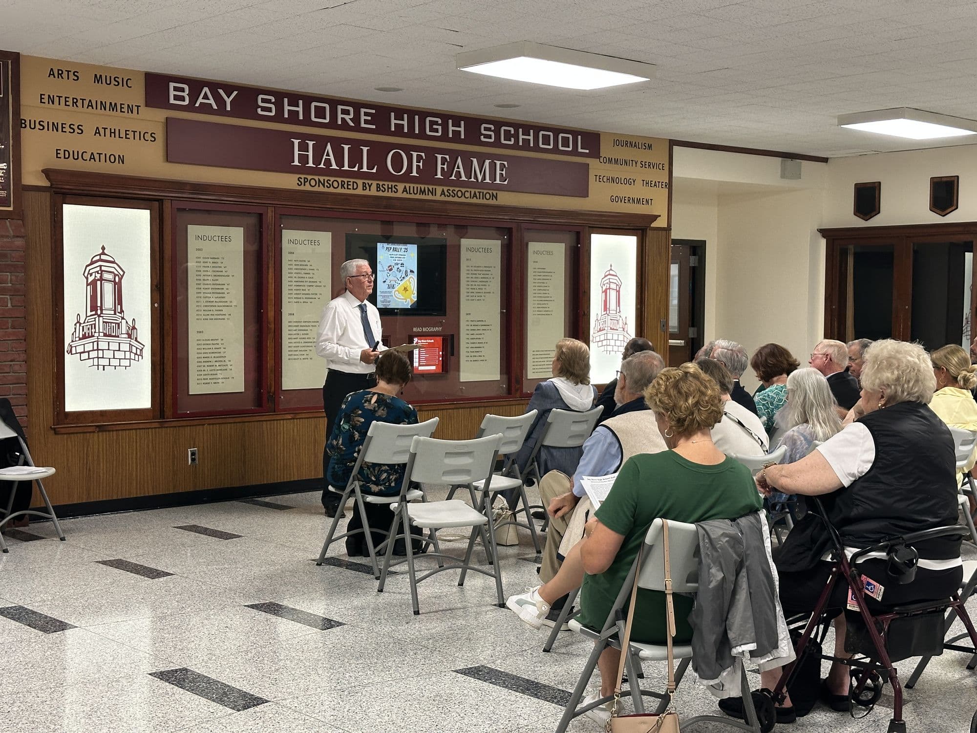 A digital Hall of Fame display during an induction ceremony
